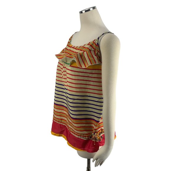 Cato XL Blouse Spaghetti Strap Stripe Red Orange A - Picture 3 of 8